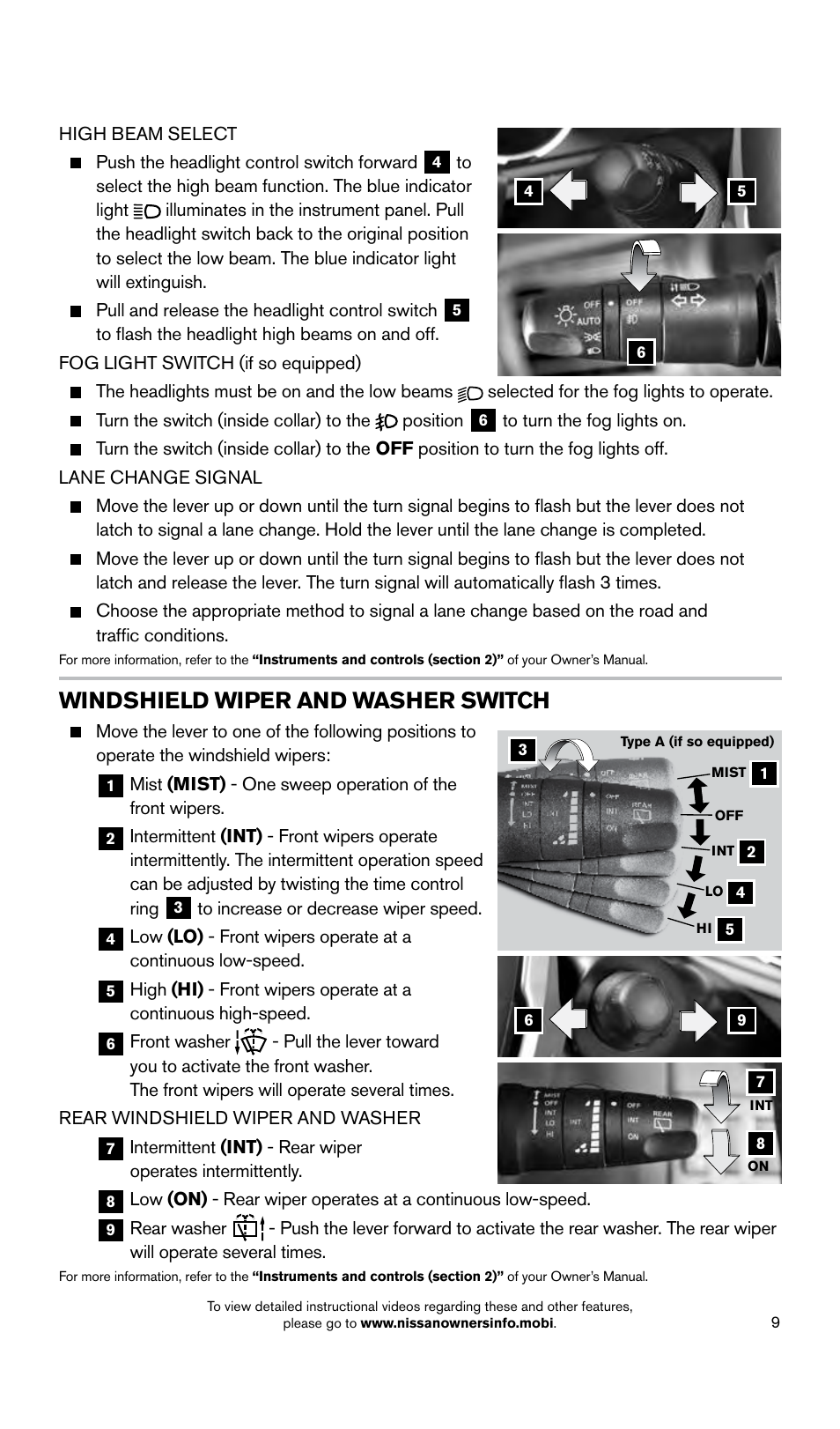 Windshield wiper and washer switch | NISSAN 2015 Armada - Quick Reference Guide User Manual | Page 11 / 28