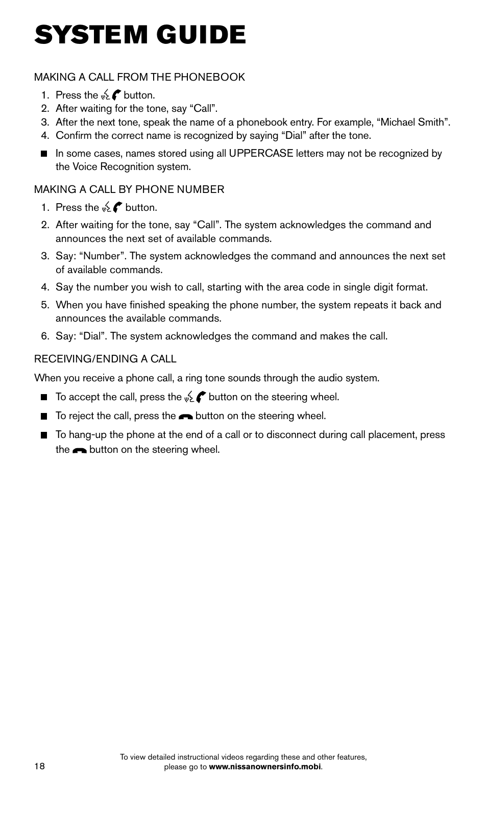 System guide | NISSAN 2015 Armada - Quick Reference Guide User Manual | Page 20 / 28