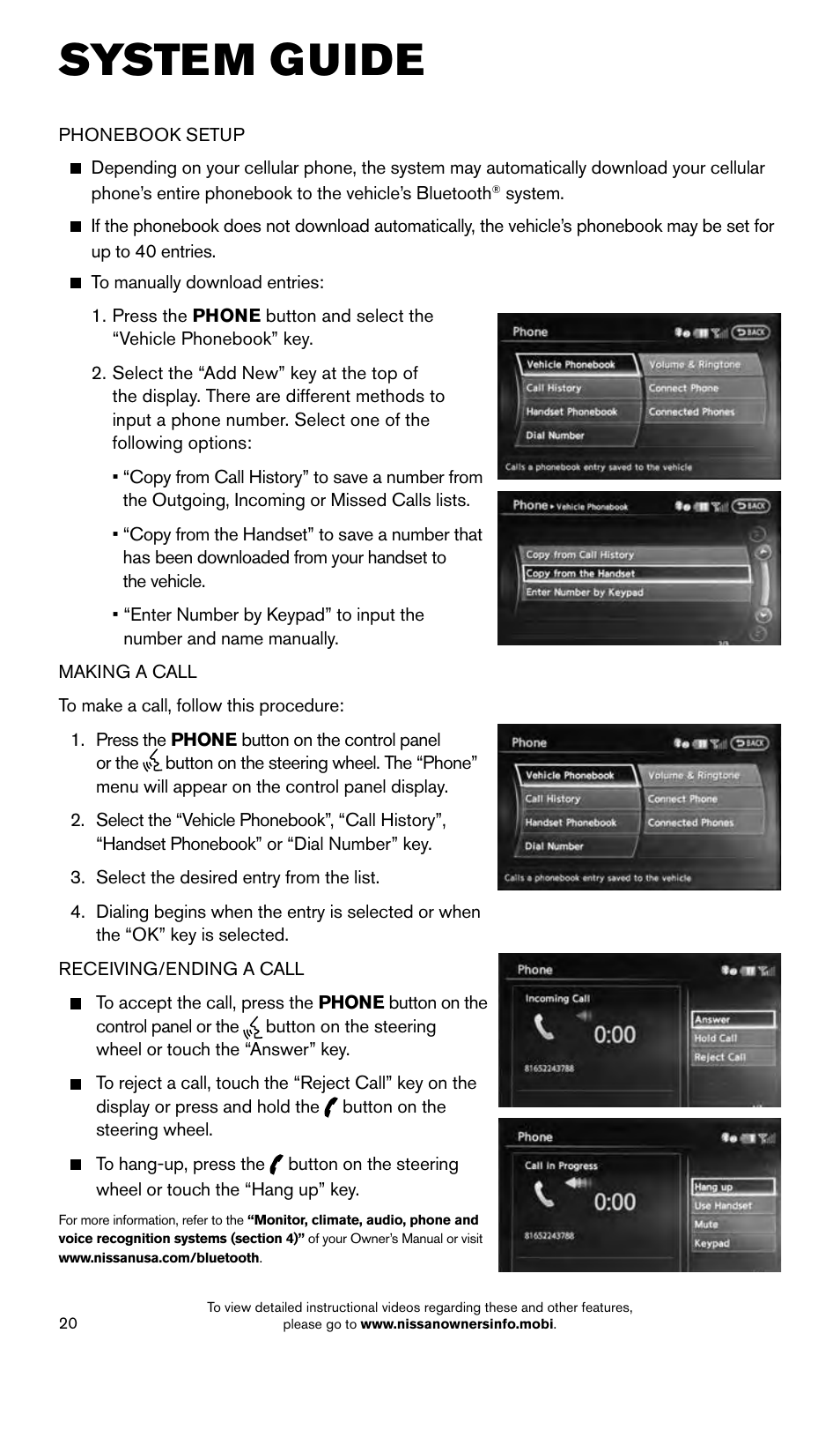 System guide | NISSAN 2015 Armada - Quick Reference Guide User Manual | Page 22 / 28