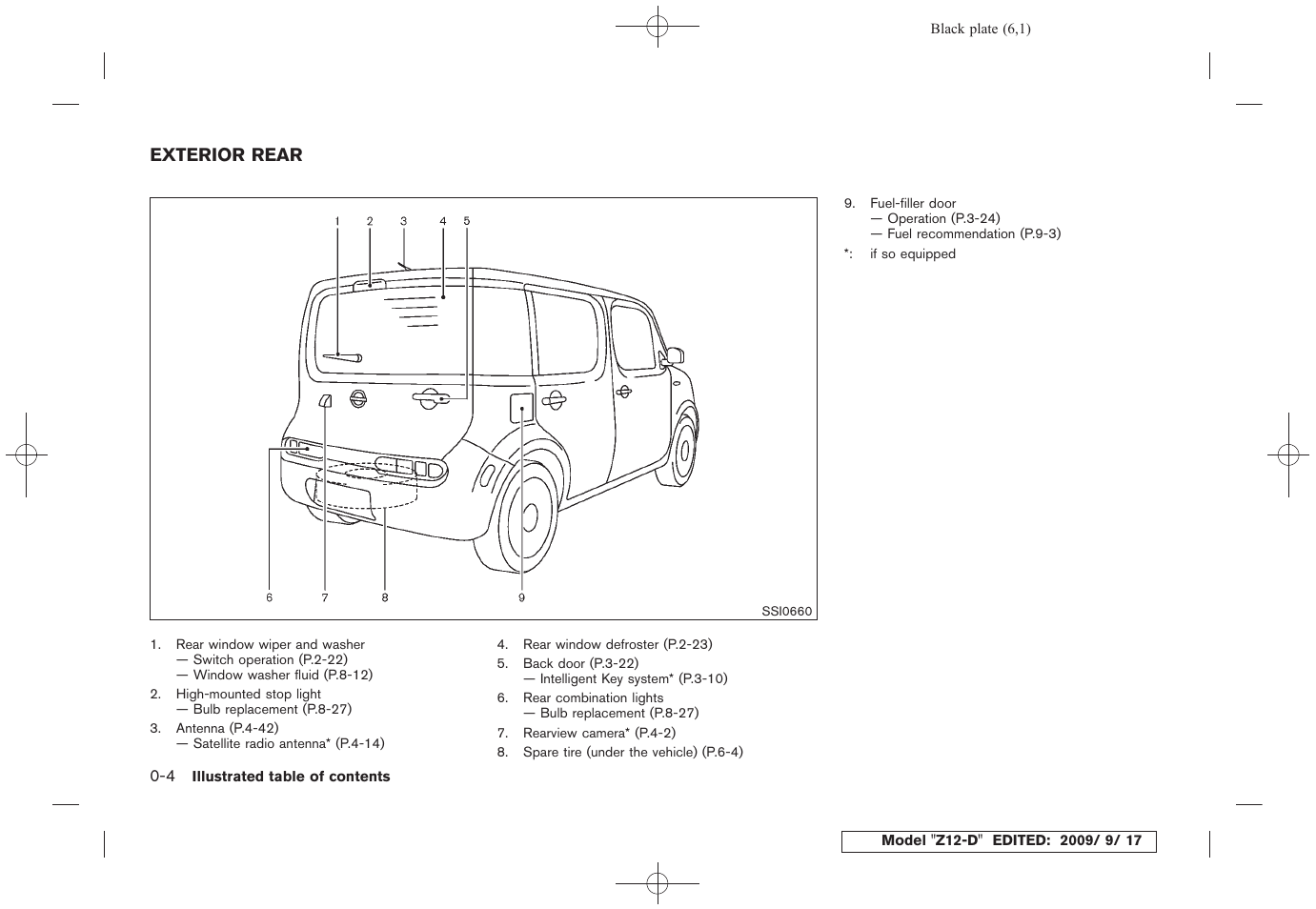 Exterior rear -4 | NISSAN 2010 Cube - Owner's Manual User Manual | Page 10 / 329