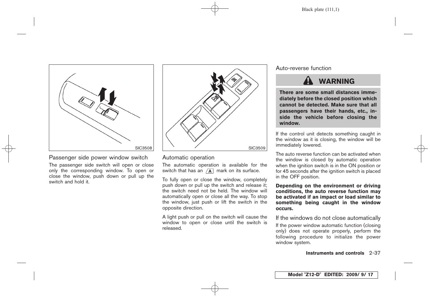 Warning | NISSAN 2010 Cube - Owner's Manual User Manual | Page 111 / 329