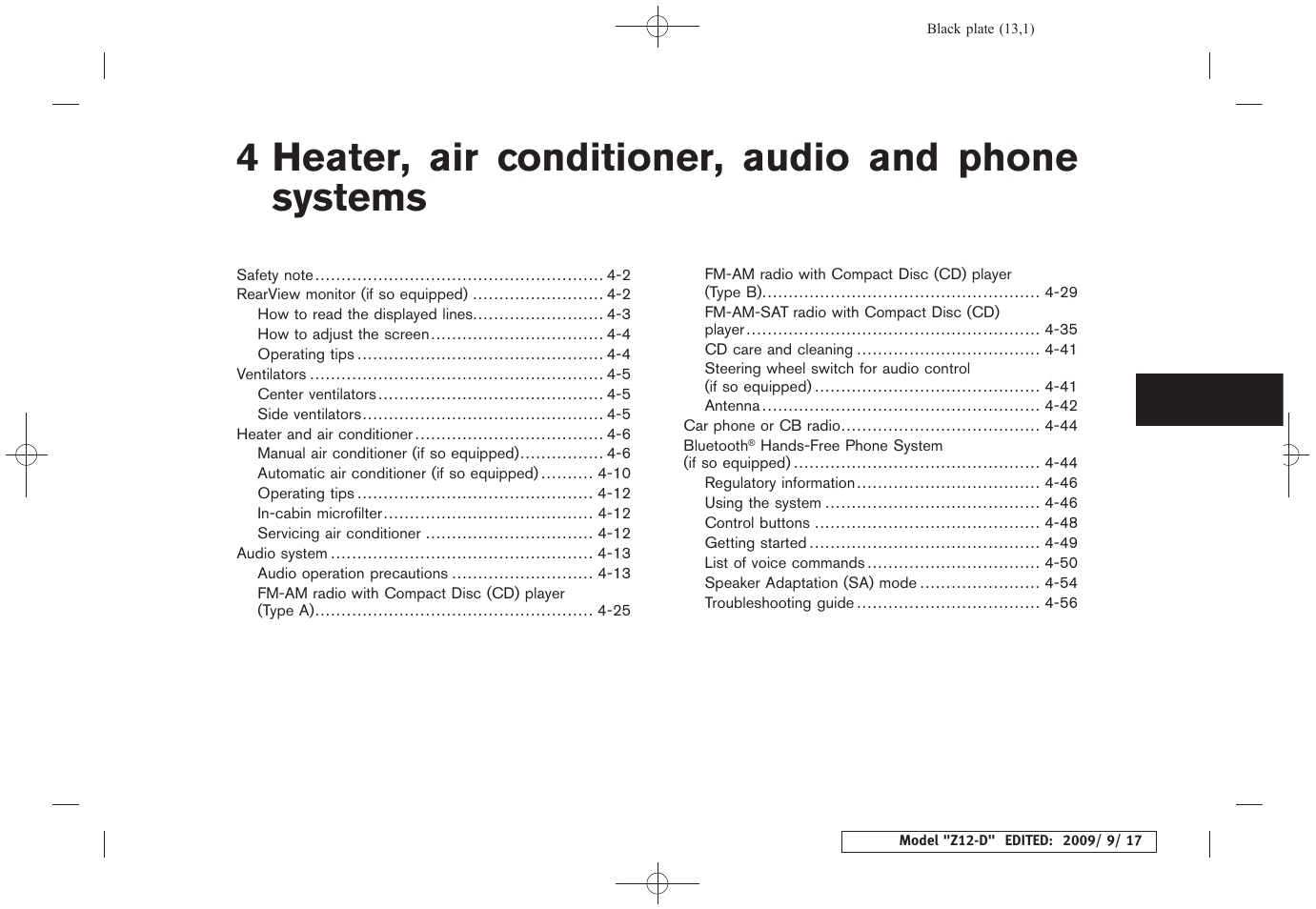 Heater, air conditioner, audio and phone systems, 4 heater, air conditioner, audio and phone systems | NISSAN 2010 Cube - Owner's Manual User Manual | Page 143 / 329