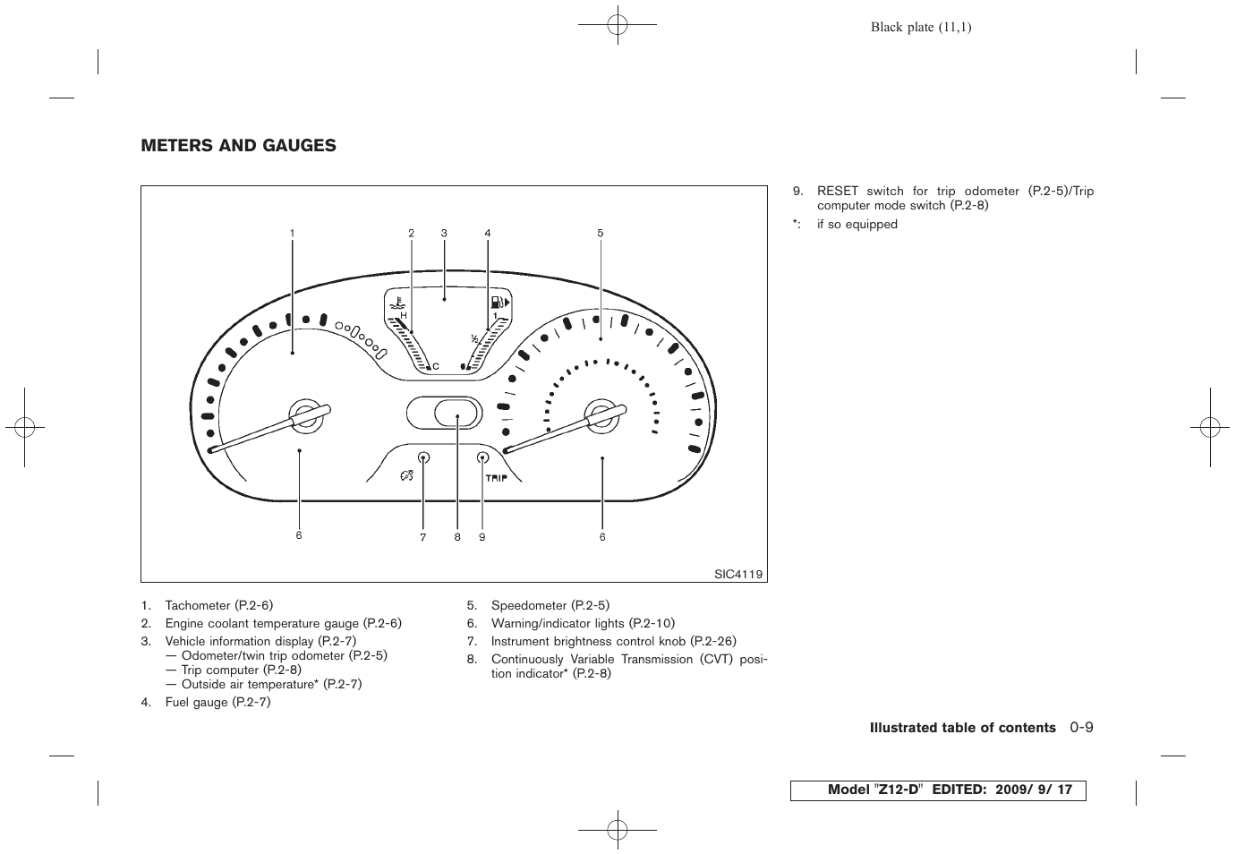 Meters and gauges -9 | NISSAN 2010 Cube - Owner's Manual User Manual | Page 15 / 329