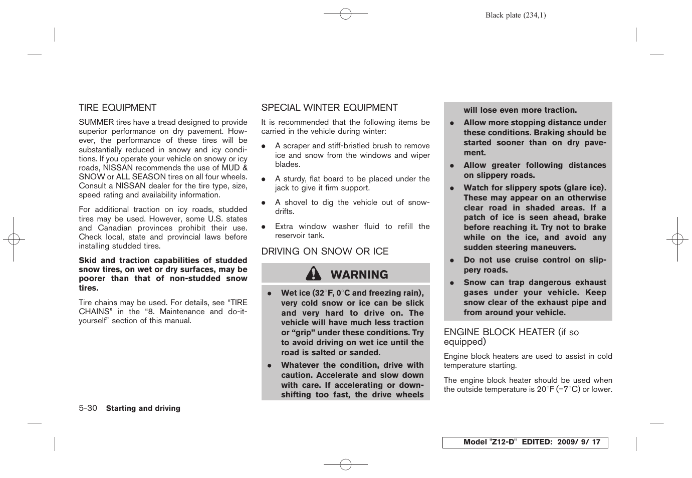 Warning | NISSAN 2010 Cube - Owner's Manual User Manual | Page 230 / 329
