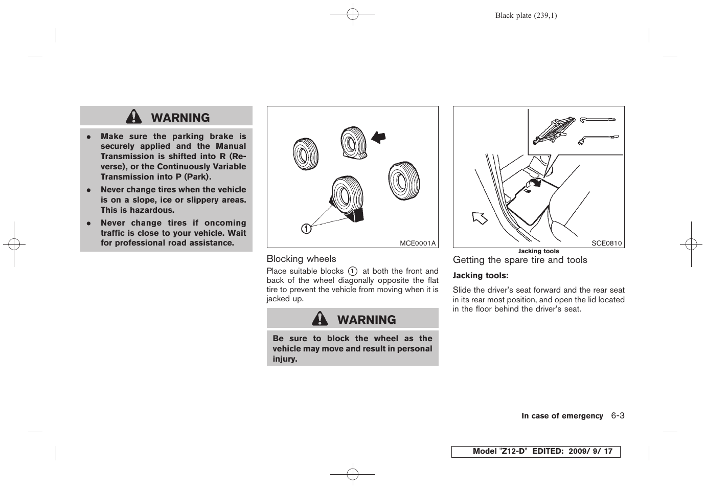 Warning | NISSAN 2010 Cube - Owner's Manual User Manual | Page 235 / 329