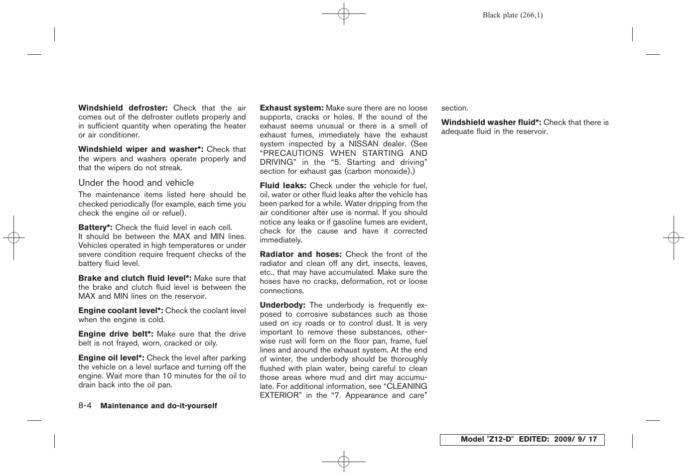 NISSAN 2010 Cube - Owner's Manual User Manual | Page 262 / 329