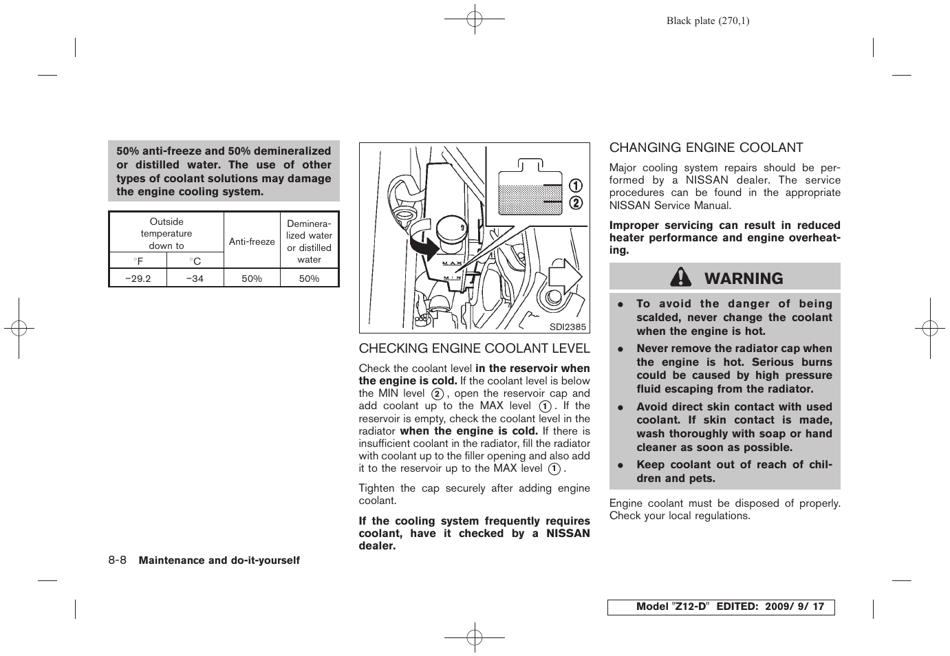 Warning | NISSAN 2010 Cube - Owner's Manual User Manual | Page 266 / 329