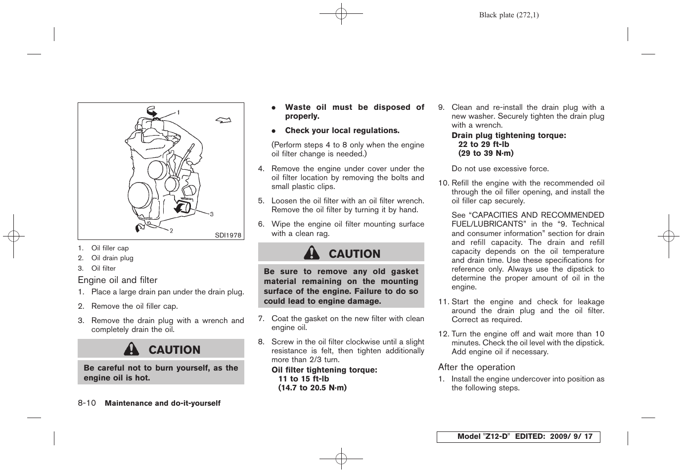 Caution | NISSAN 2010 Cube - Owner's Manual User Manual | Page 268 / 329