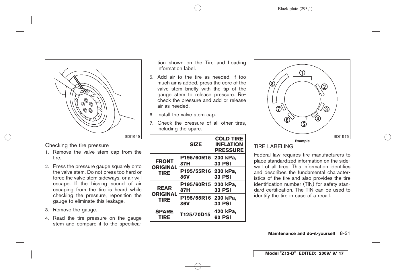 Tire labeling -31 | NISSAN 2010 Cube - Owner's Manual User Manual | Page 289 / 329