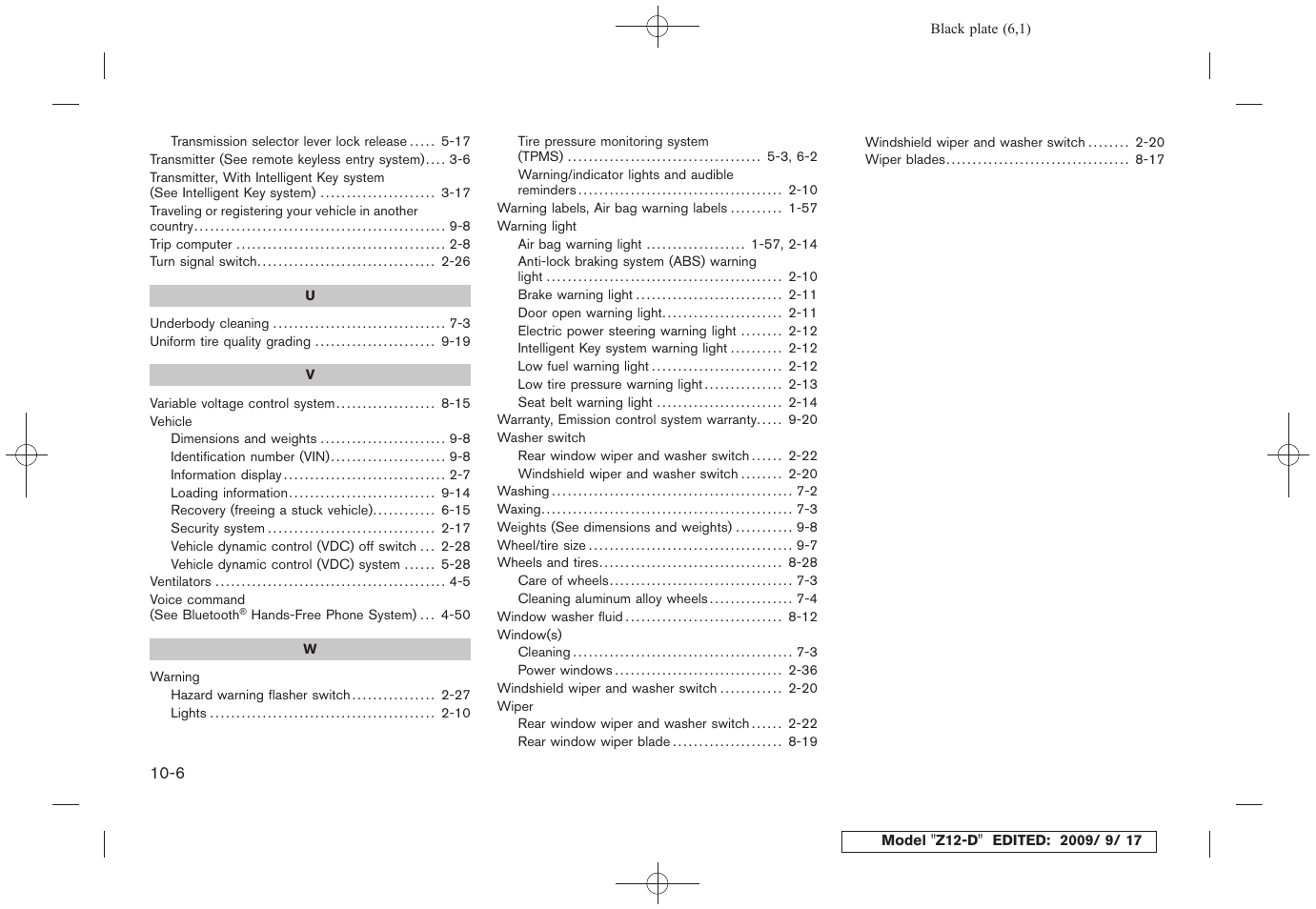 NISSAN 2010 Cube - Owner's Manual User Manual | Page 326 / 329