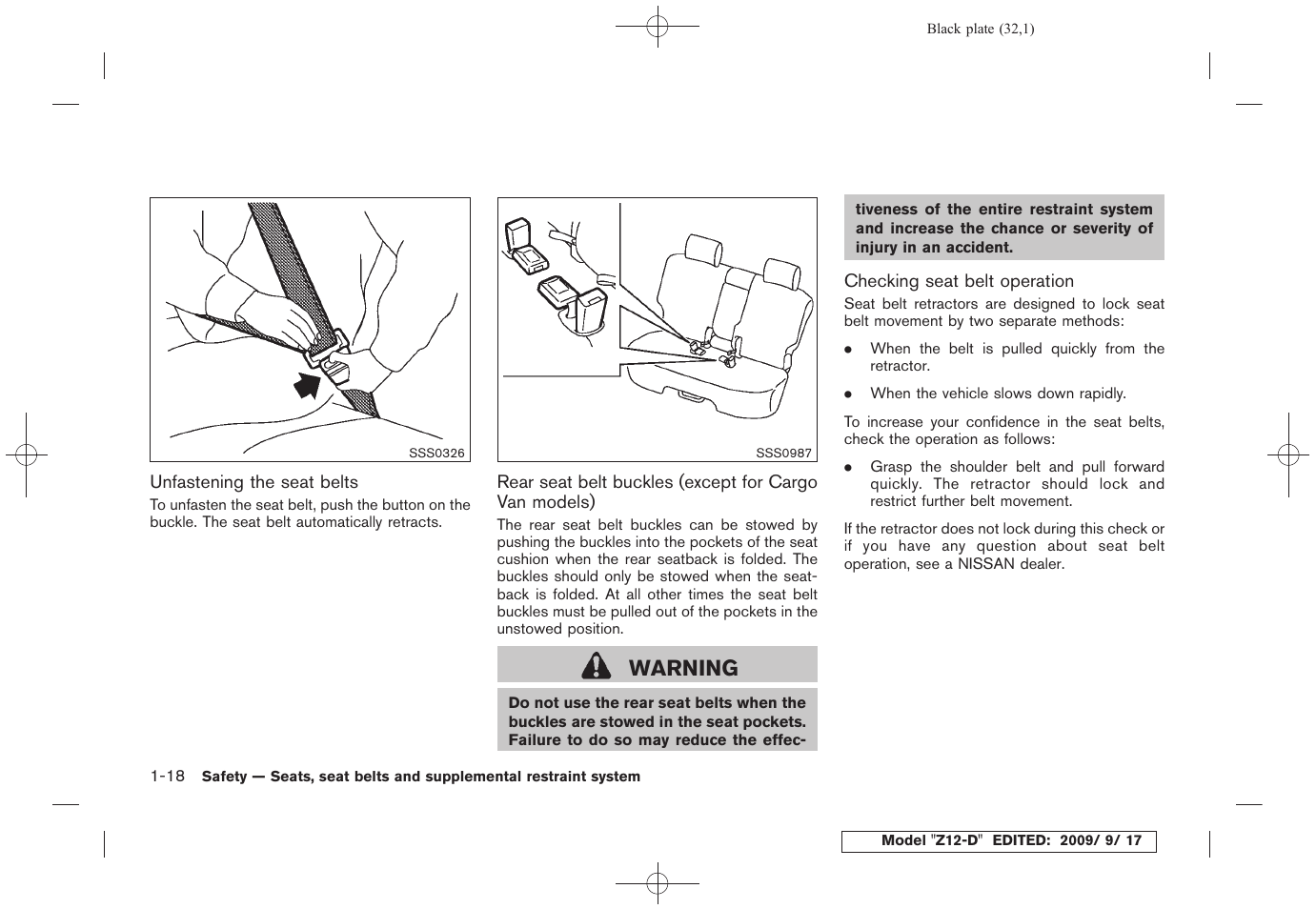 Warning | NISSAN 2010 Cube - Owner's Manual User Manual | Page 34 / 329