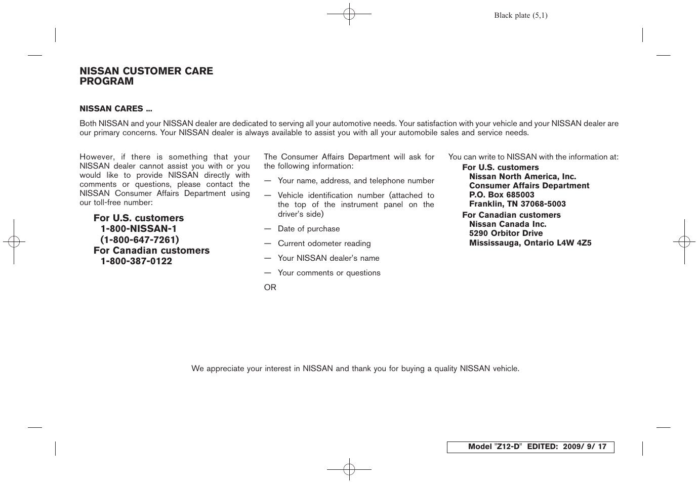 NISSAN 2010 Cube - Owner's Manual User Manual | Page 5 / 329