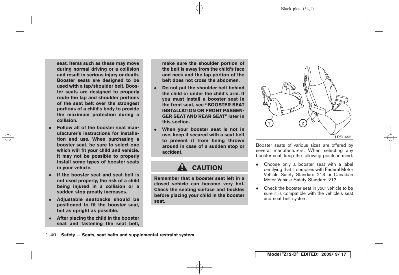 Caution | NISSAN 2010 Cube - Owner's Manual User Manual | Page 56 / 329