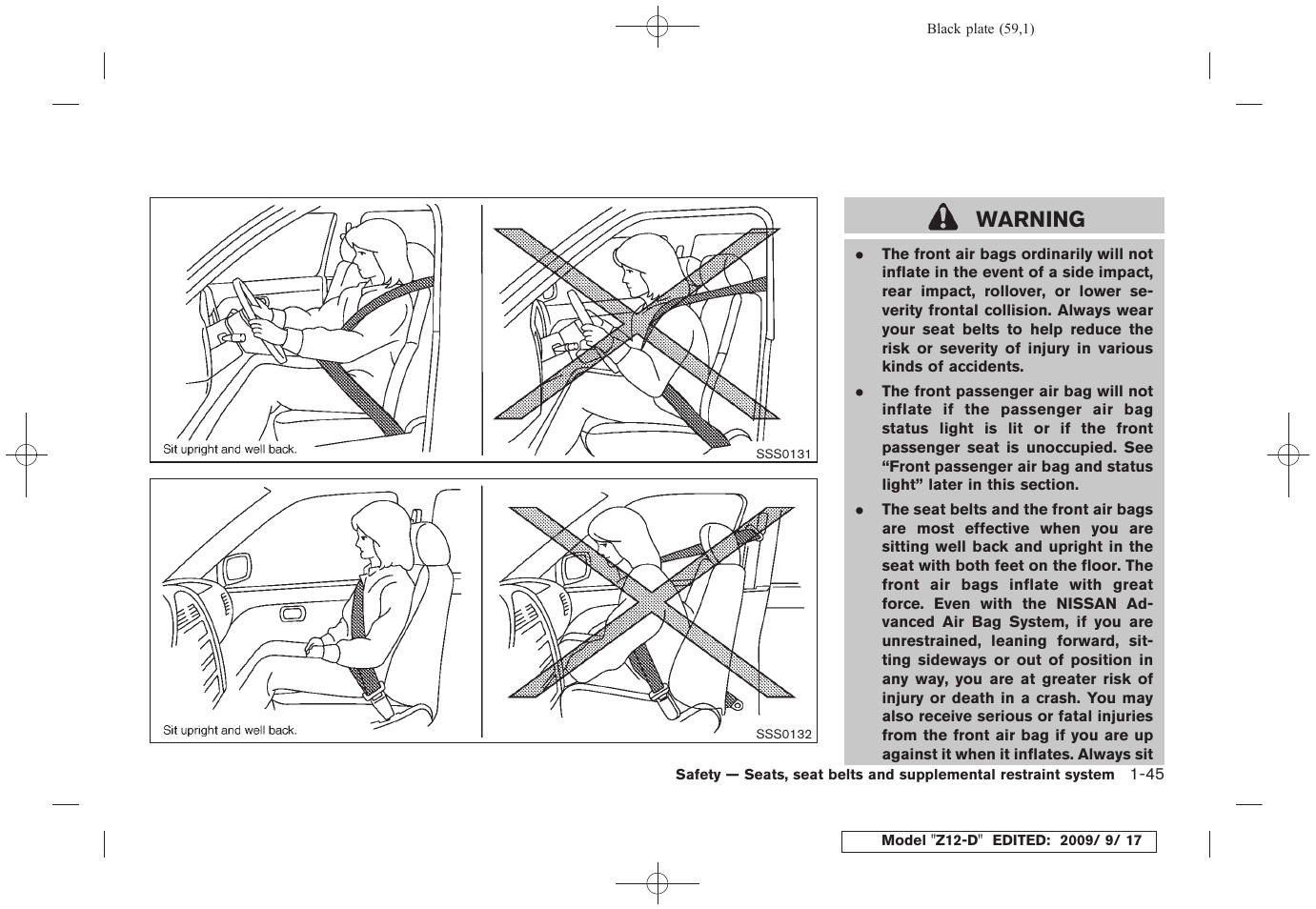 Warning | NISSAN 2010 Cube - Owner's Manual User Manual | Page 61 / 329