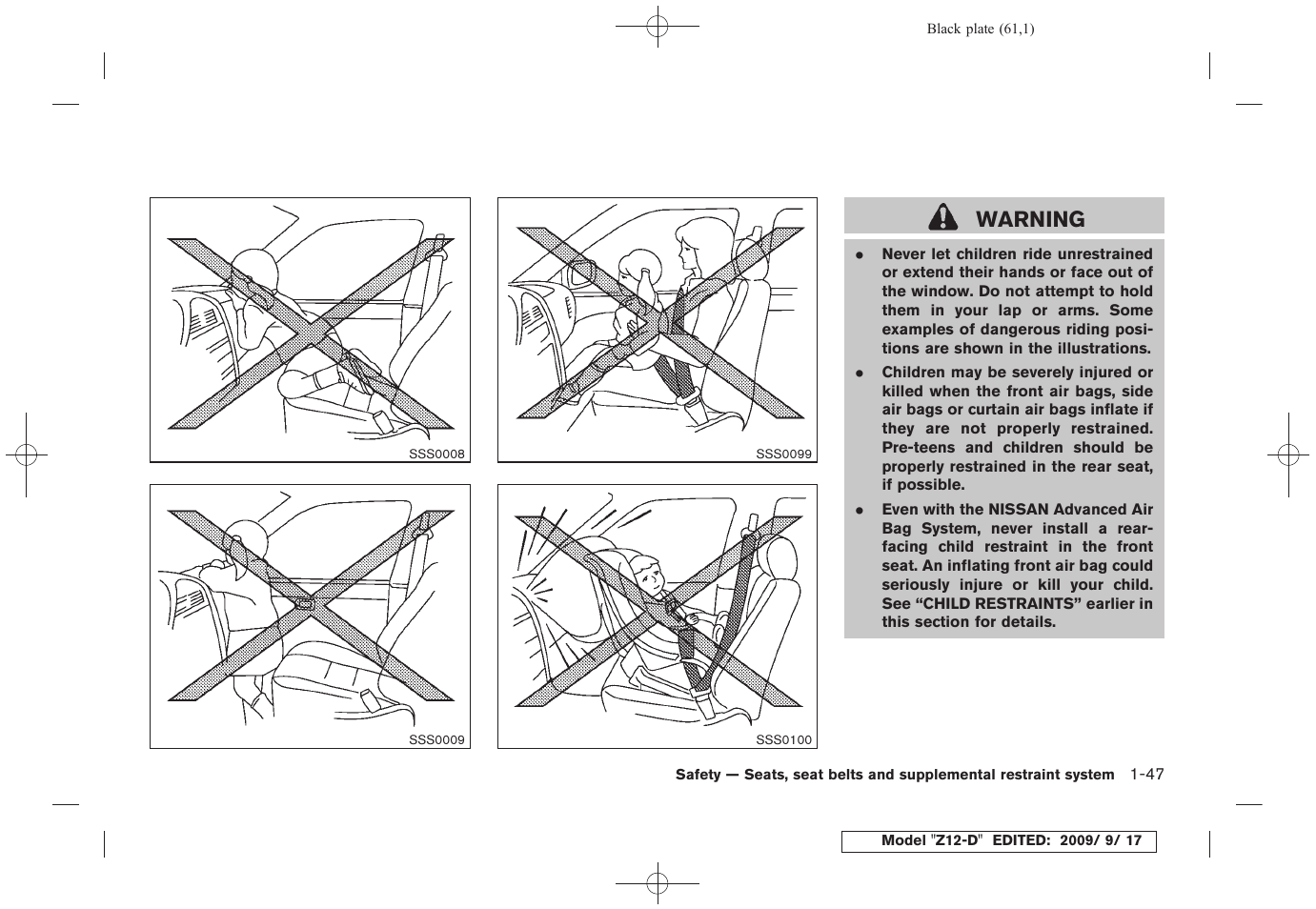 Warning | NISSAN 2010 Cube - Owner's Manual User Manual | Page 63 / 329