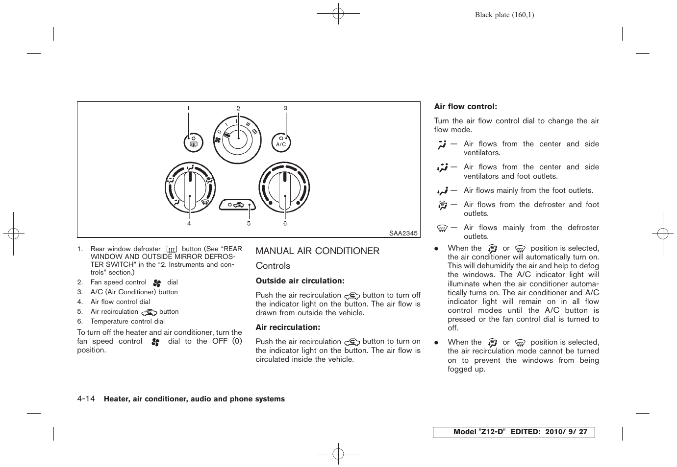 Manual air conditioner -14 | NISSAN 2011 Cube - Owner's Manual User Manual | Page 162 / 345
