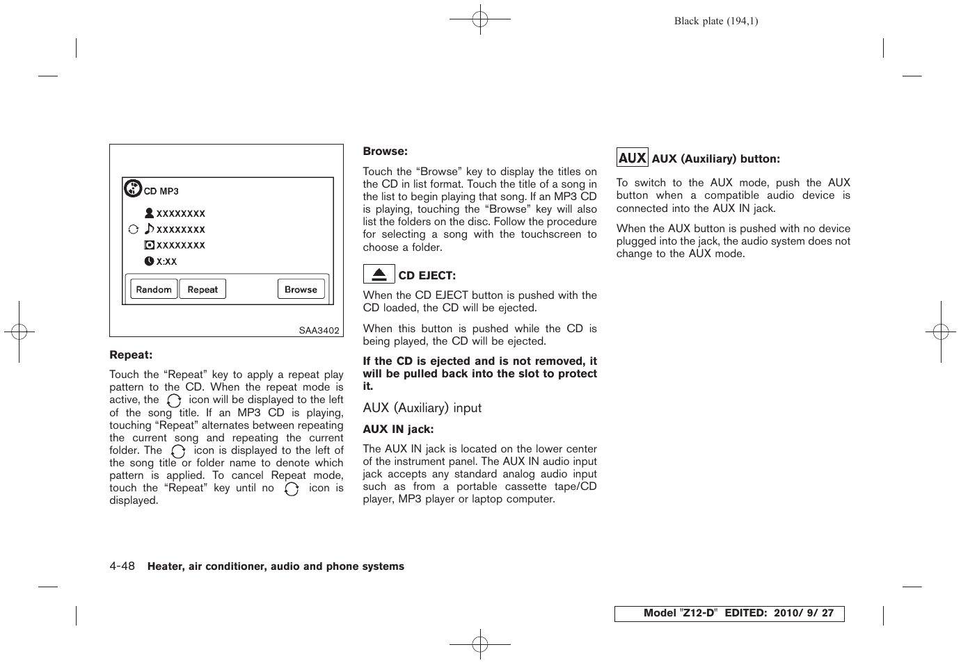 NISSAN 2011 Cube - Owner's Manual User Manual | Page 196 / 345