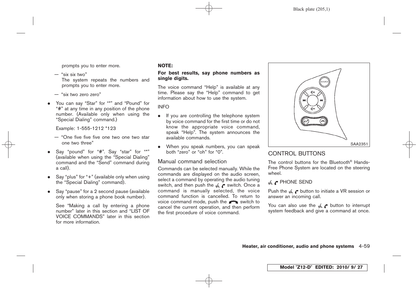 Control buttons -59 | NISSAN 2011 Cube - Owner's Manual User Manual | Page 207 / 345