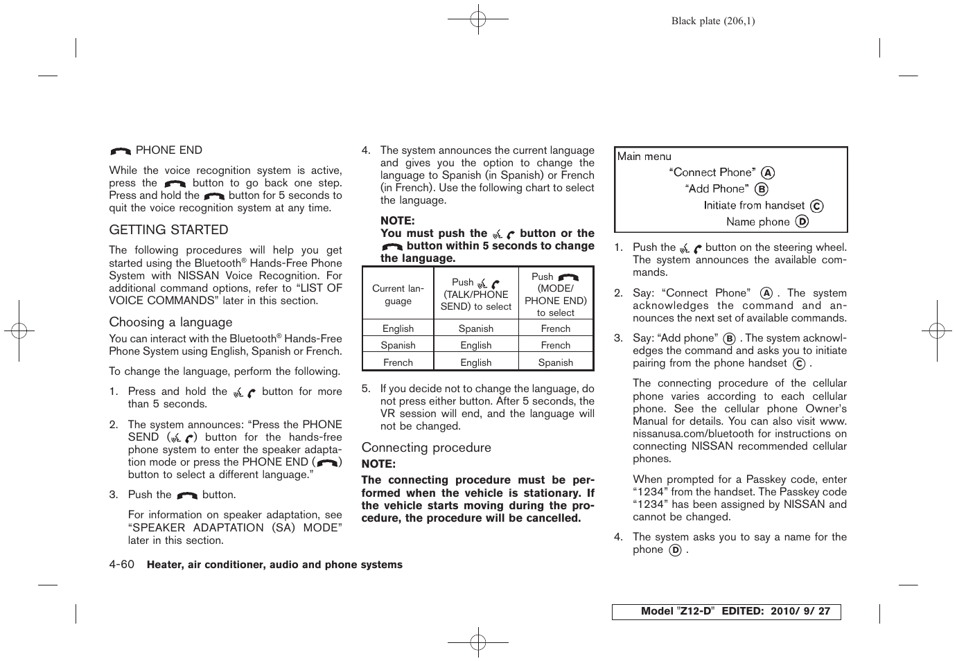 Getting started -60 | NISSAN 2011 Cube - Owner's Manual User Manual | Page 208 / 345