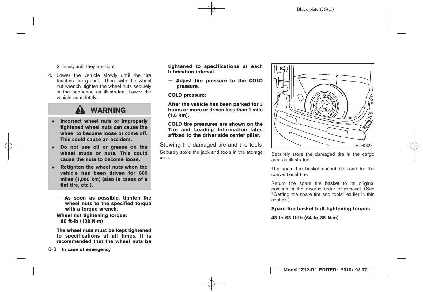 Warning | NISSAN 2011 Cube - Owner's Manual User Manual | Page 256 / 345