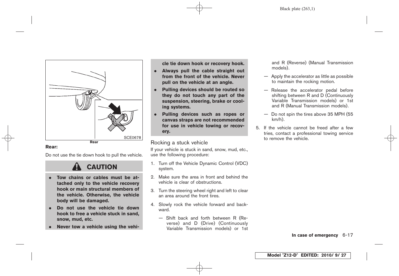 Caution | NISSAN 2011 Cube - Owner's Manual User Manual | Page 265 / 345