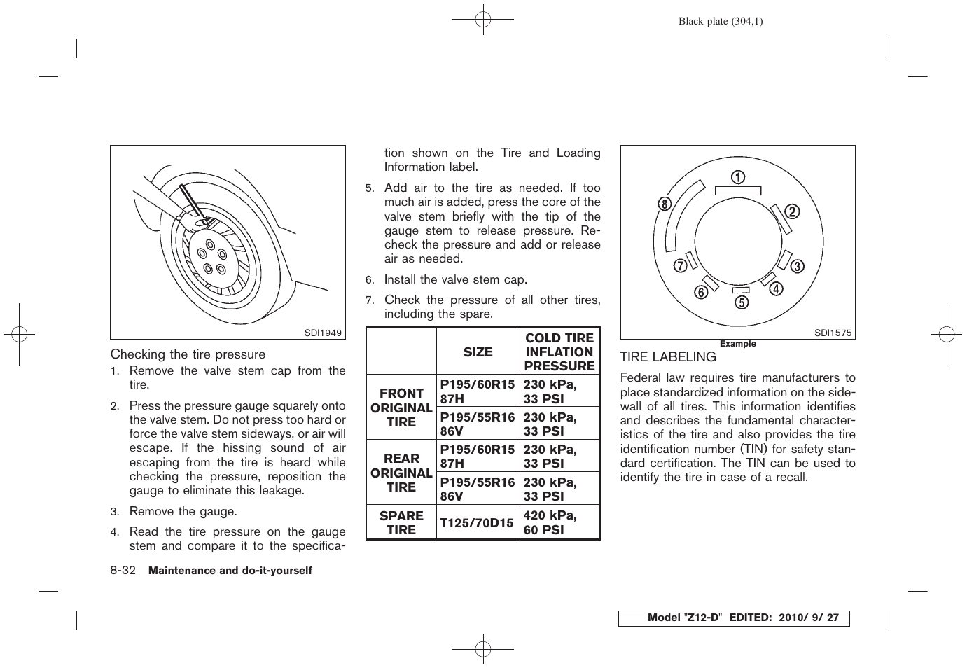 Tire labeling -32 | NISSAN 2011 Cube - Owner's Manual User Manual | Page 306 / 345