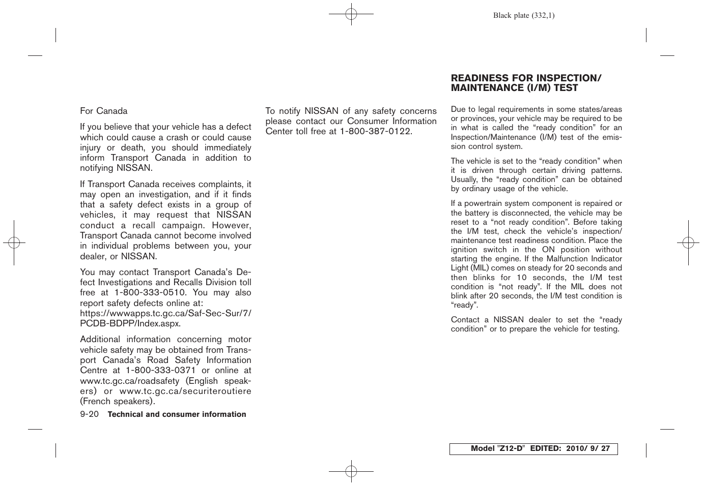 NISSAN 2011 Cube - Owner's Manual User Manual | Page 334 / 345