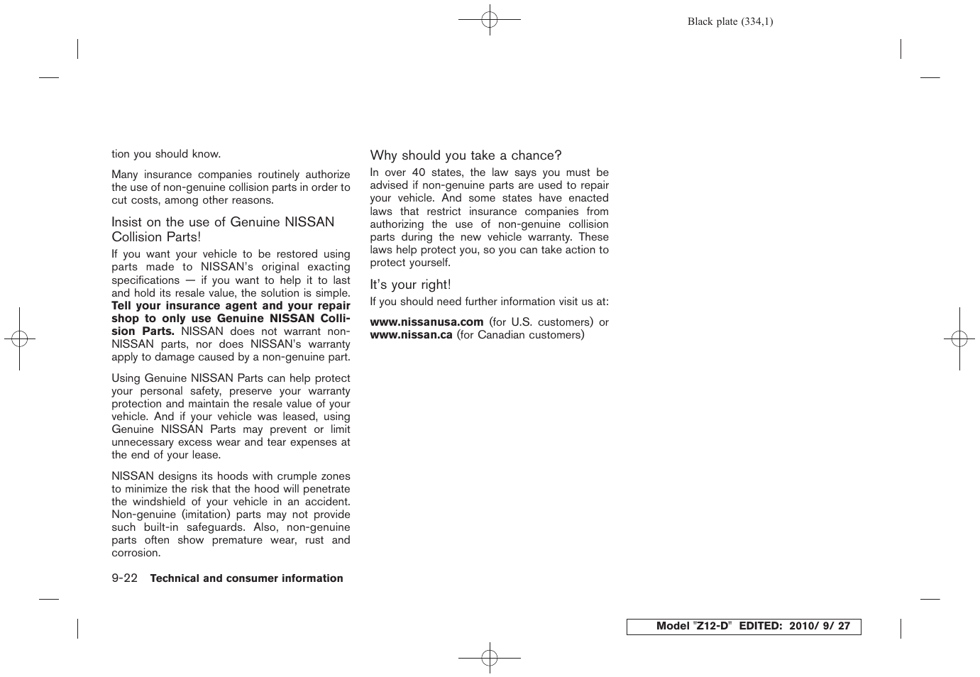 NISSAN 2011 Cube - Owner's Manual User Manual | Page 336 / 345