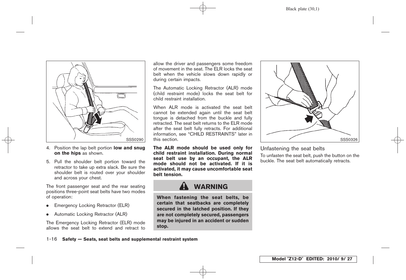 Warning | NISSAN 2011 Cube - Owner's Manual User Manual | Page 34 / 345