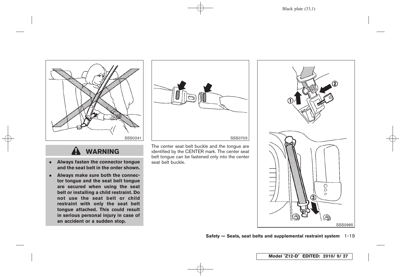 Warning | NISSAN 2011 Cube - Owner's Manual User Manual | Page 37 / 345