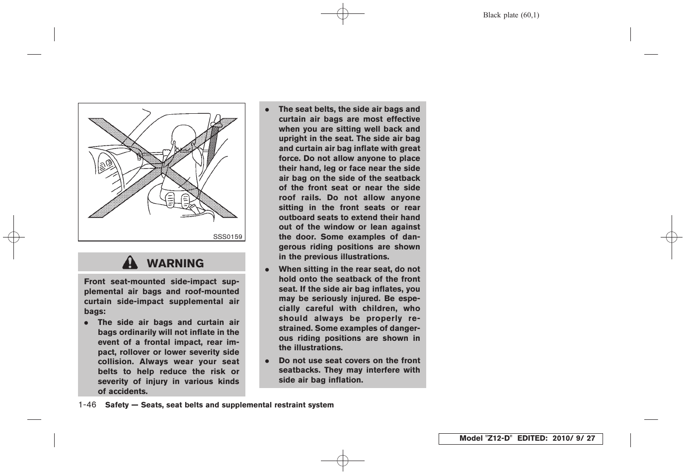 Warning | NISSAN 2011 Cube - Owner's Manual User Manual | Page 64 / 345