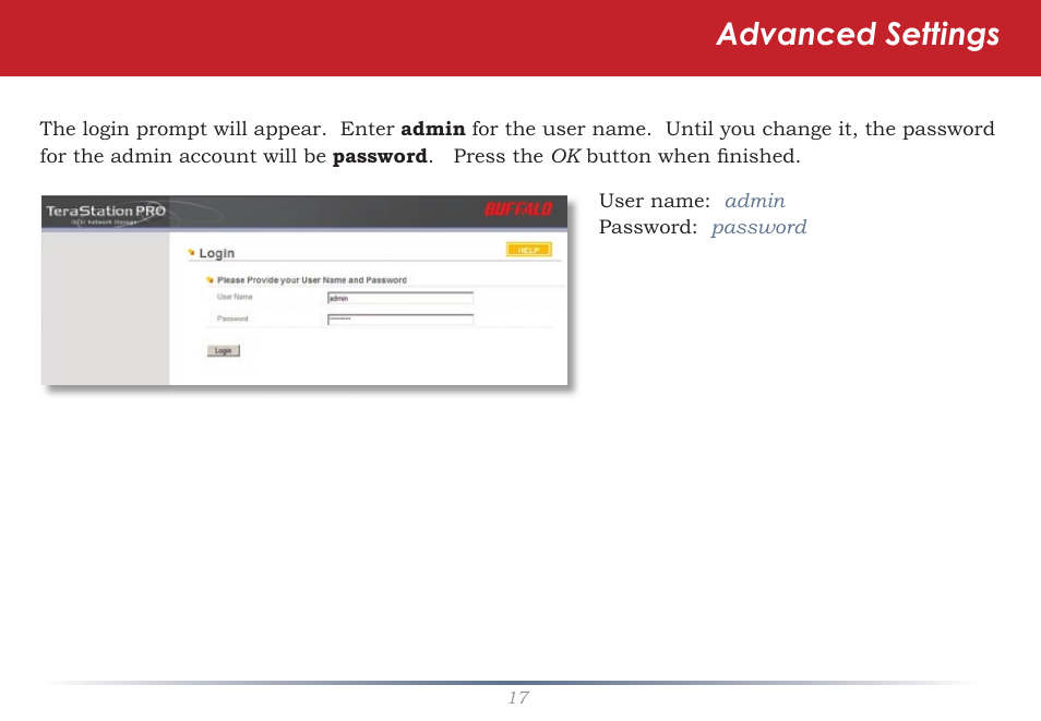 Advanced settings | Buffalo Technology TeraStation iSCSI TS-RITGL/R5 User Manual | Page 17 / 51
