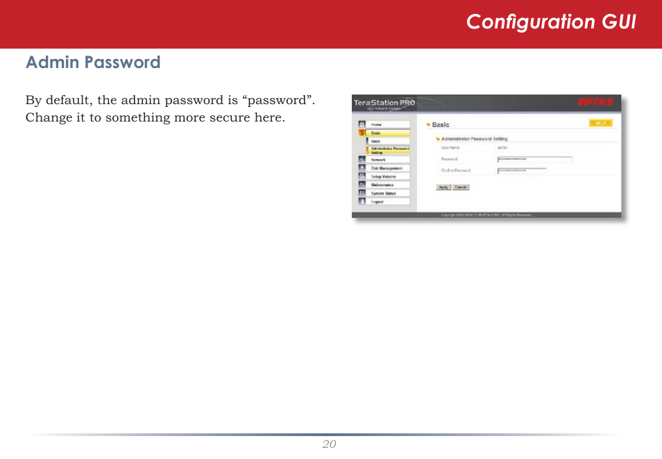 Configuration gui | Buffalo Technology TeraStation iSCSI TS-RITGL/R5 User Manual | Page 20 / 51