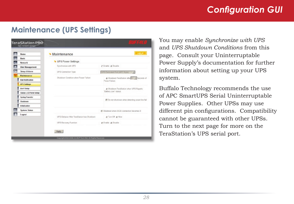 Configuration gui | Buffalo Technology TeraStation iSCSI TS-RITGL/R5 User Manual | Page 28 / 51