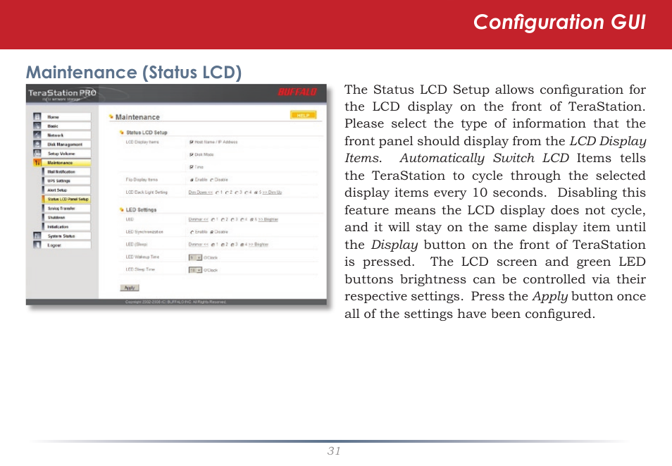 Configuration gui | Buffalo Technology TeraStation iSCSI TS-RITGL/R5 User Manual | Page 31 / 51