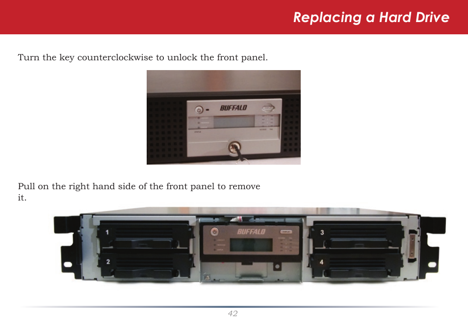 Replacing a hard drive | Buffalo Technology TeraStation iSCSI TS-RITGL/R5 User Manual | Page 42 / 51
