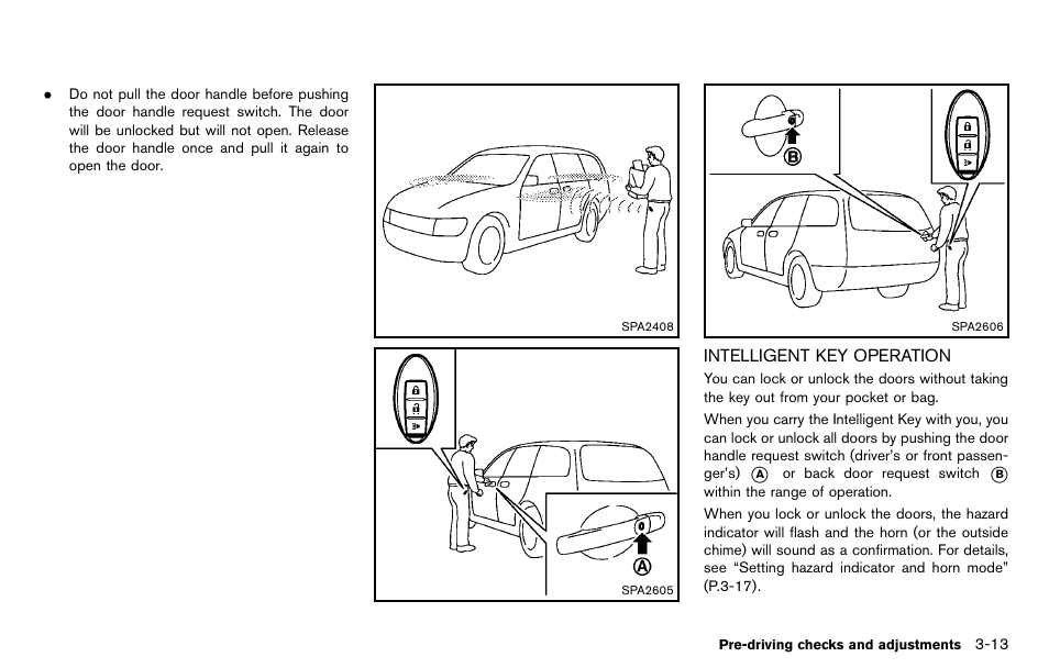 Intelligent key operation -13 | NISSAN 2012 Cube - Owner's Manual User Manual | Page 125 / 331