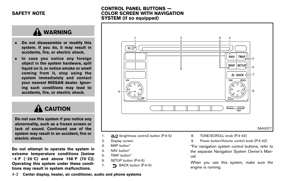 Warning, Caution | NISSAN 2012 Cube - Owner's Manual User Manual | Page 142 / 331