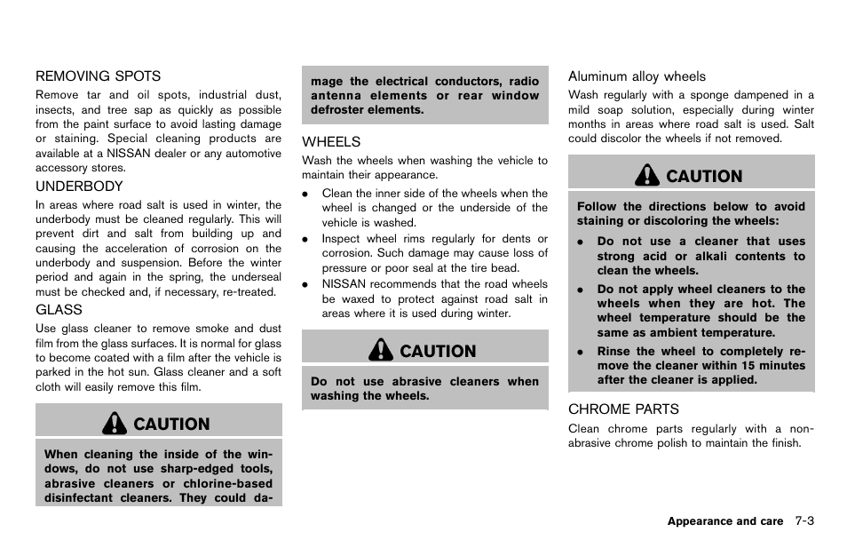 Caution | NISSAN 2012 Cube - Owner's Manual User Manual | Page 257 / 331