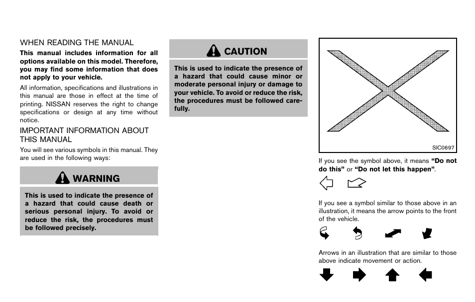 Warning, Caution | NISSAN 2012 Cube - Owner's Manual User Manual | Page 3 / 331