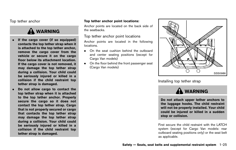 Warning | NISSAN 2012 Cube - Owner's Manual User Manual | Page 43 / 331