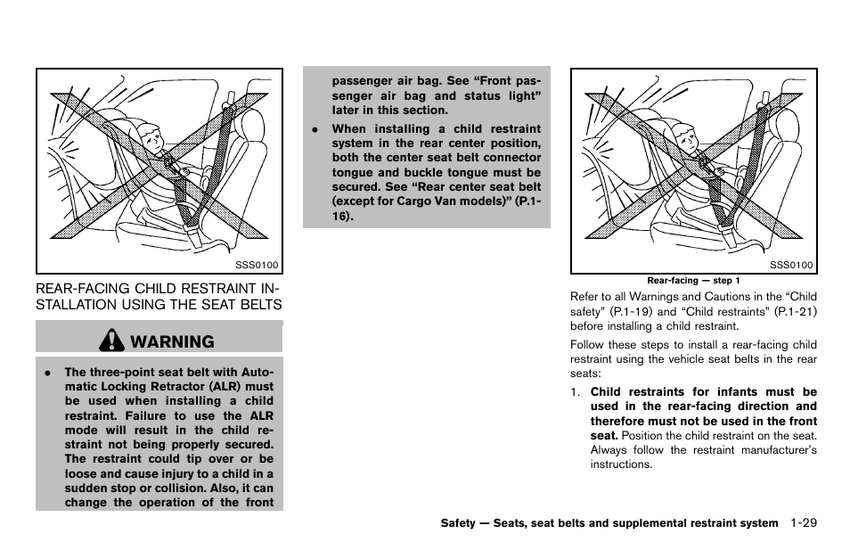 Warning | NISSAN 2012 Cube - Owner's Manual User Manual | Page 47 / 331