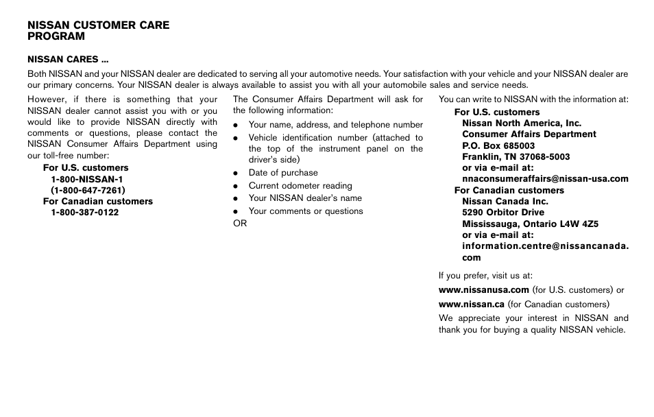 NISSAN 2012 Cube - Owner's Manual User Manual | Page 5 / 331