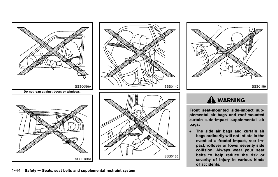 Warning | NISSAN 2012 Cube - Owner's Manual User Manual | Page 62 / 331