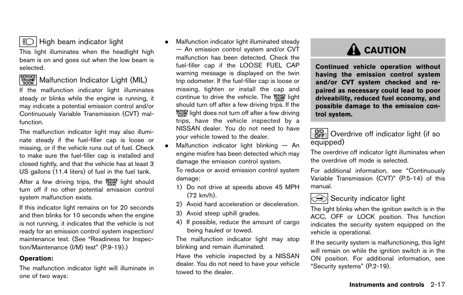 Caution | NISSAN 2012 Cube - Owner's Manual User Manual | Page 89 / 331