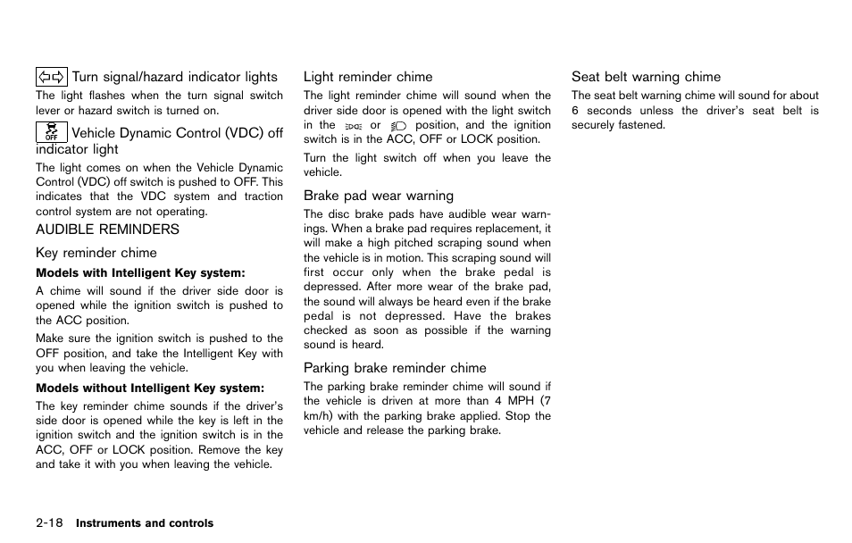 Audible reminders -18 | NISSAN 2012 Cube - Owner's Manual User Manual | Page 90 / 331