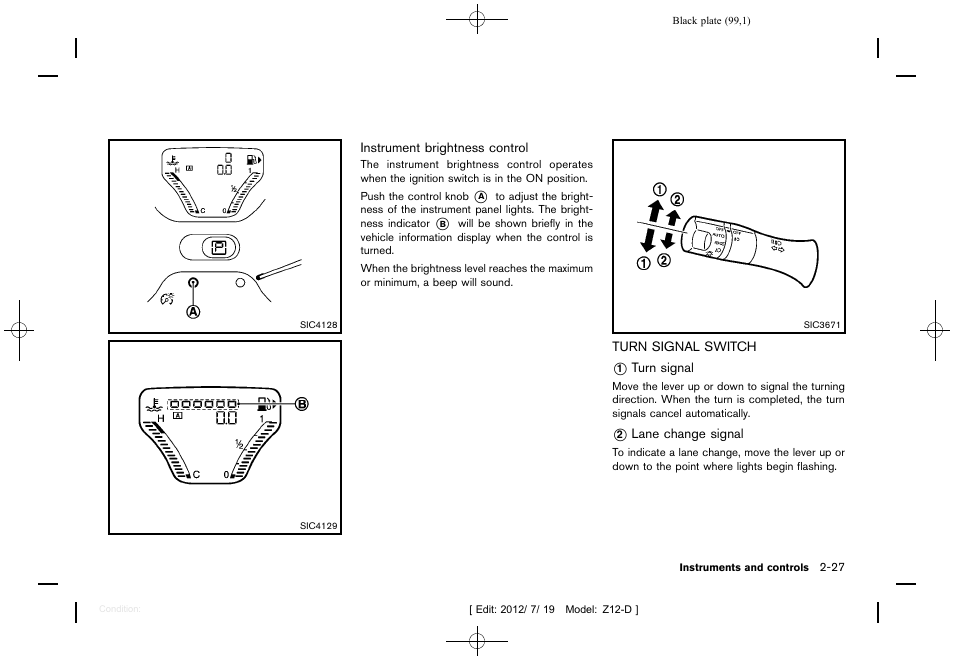 Turn signal switch -27 | NISSAN 2013 Cube - Owner's Manual User Manual | Page 101 / 331