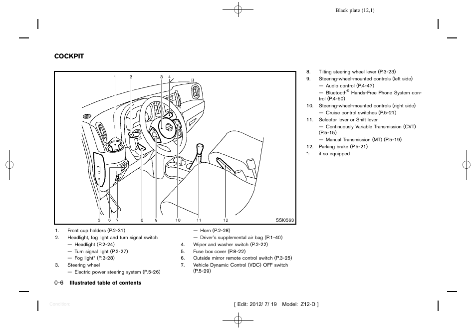 Cockpit -6 | NISSAN 2013 Cube - Owner's Manual User Manual | Page 14 / 331
