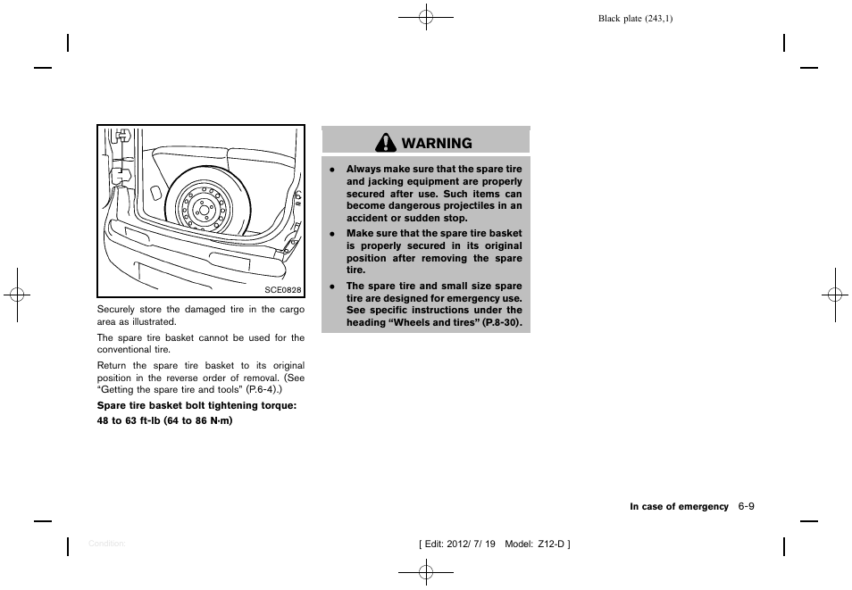 Warning | NISSAN 2013 Cube - Owner's Manual User Manual | Page 245 / 331