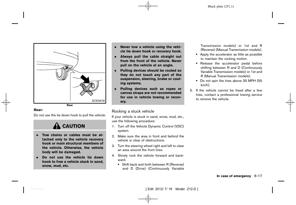 Caution | NISSAN 2013 Cube - Owner's Manual User Manual | Page 253 / 331